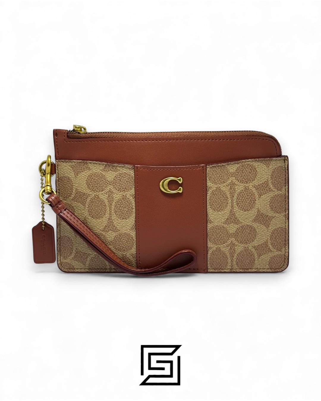 Coach L Zip Wristlet In Colorblock Brown Style No. C8568 - Image 1
