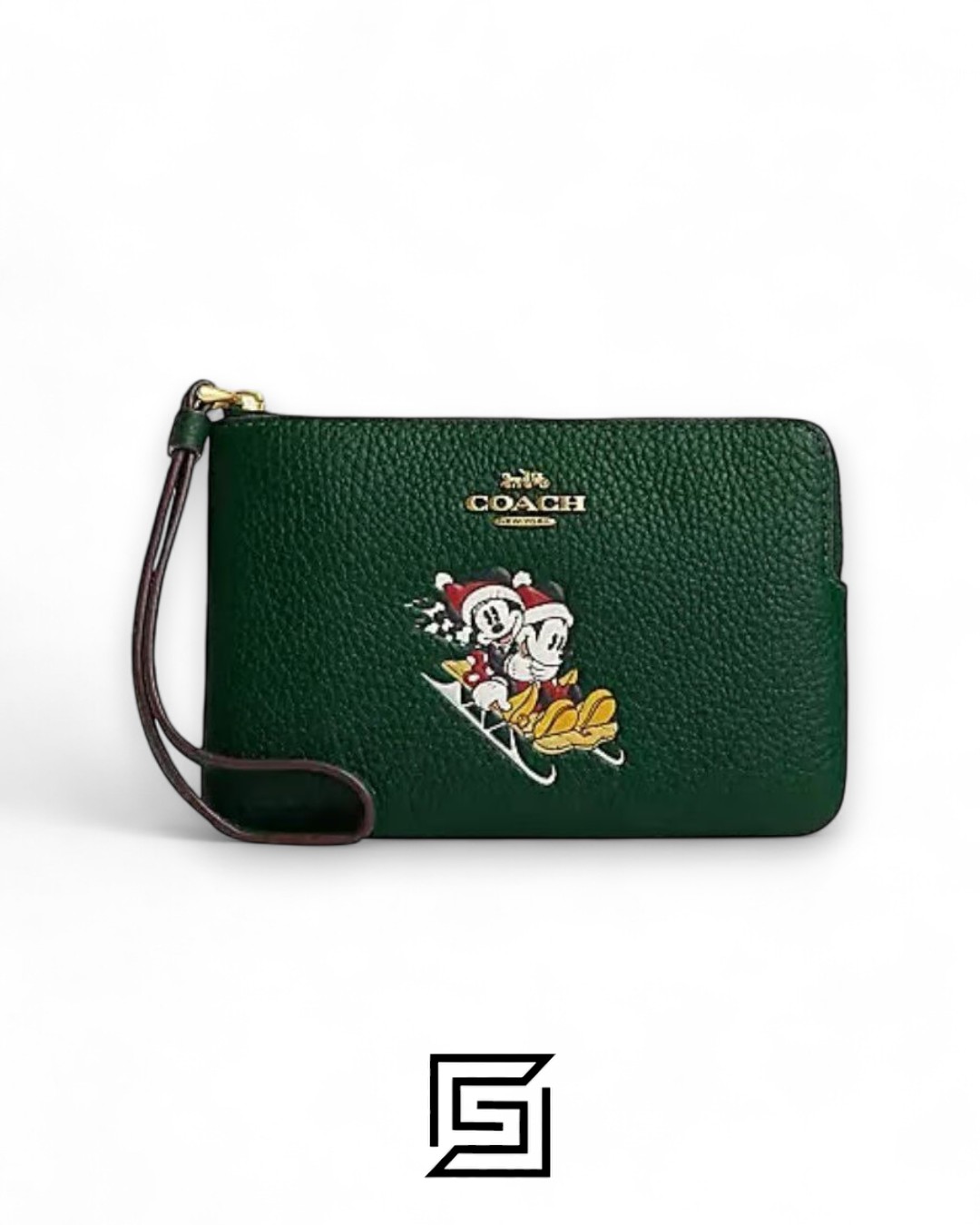 ⁦Coach X Disney Corner Zip Wristlet With Sled Motif Dark Pine Style No. CN025⁩ - الصورة ⁦1⁩