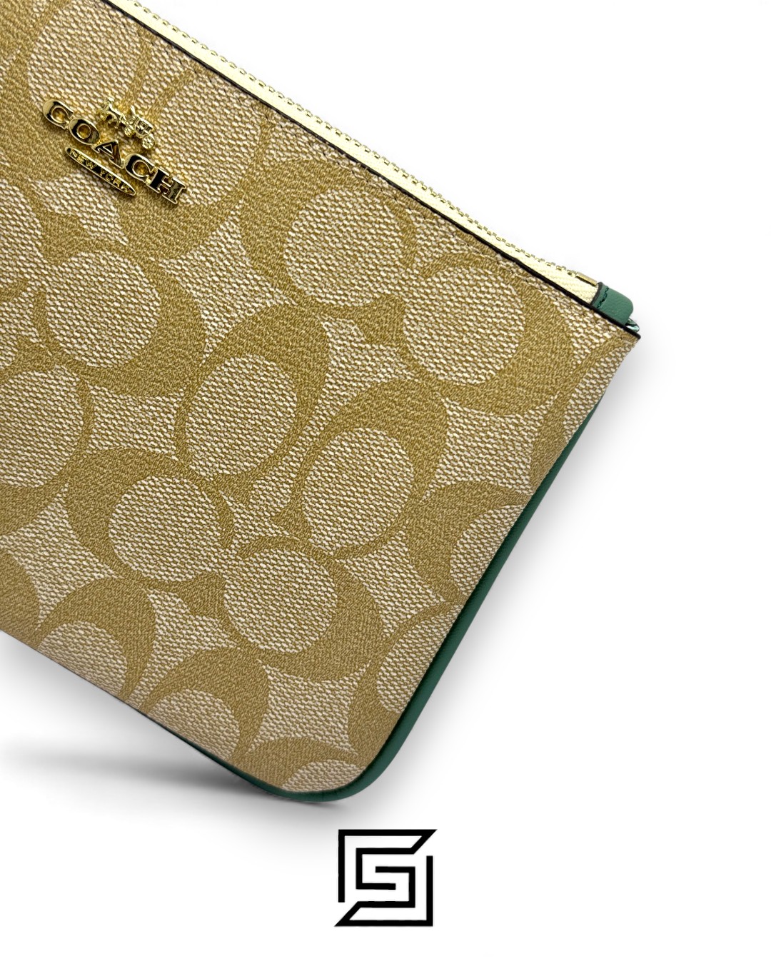 ⁦Coach Large Wristlet In Signature Canvas Khaki x Blue Style No. F58695⁩ - الصورة ⁦3⁩