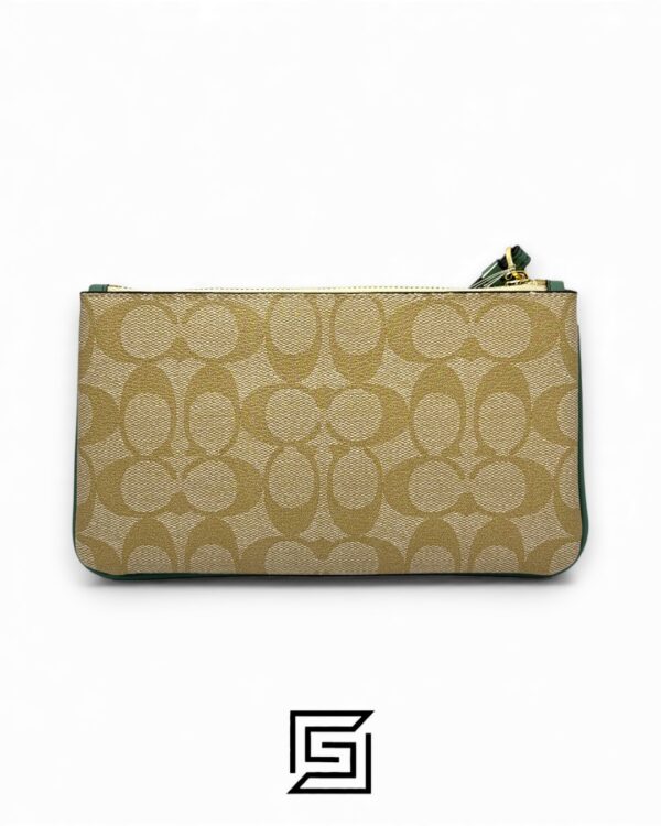 Coach Large Wristlet In Signature Canvas Khaki x Blue Style No. F58695