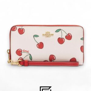 ⁦Long Zip Around Wallet With Heart Cherry Print Style No. CF406⁩ - الصورة ⁦1⁩