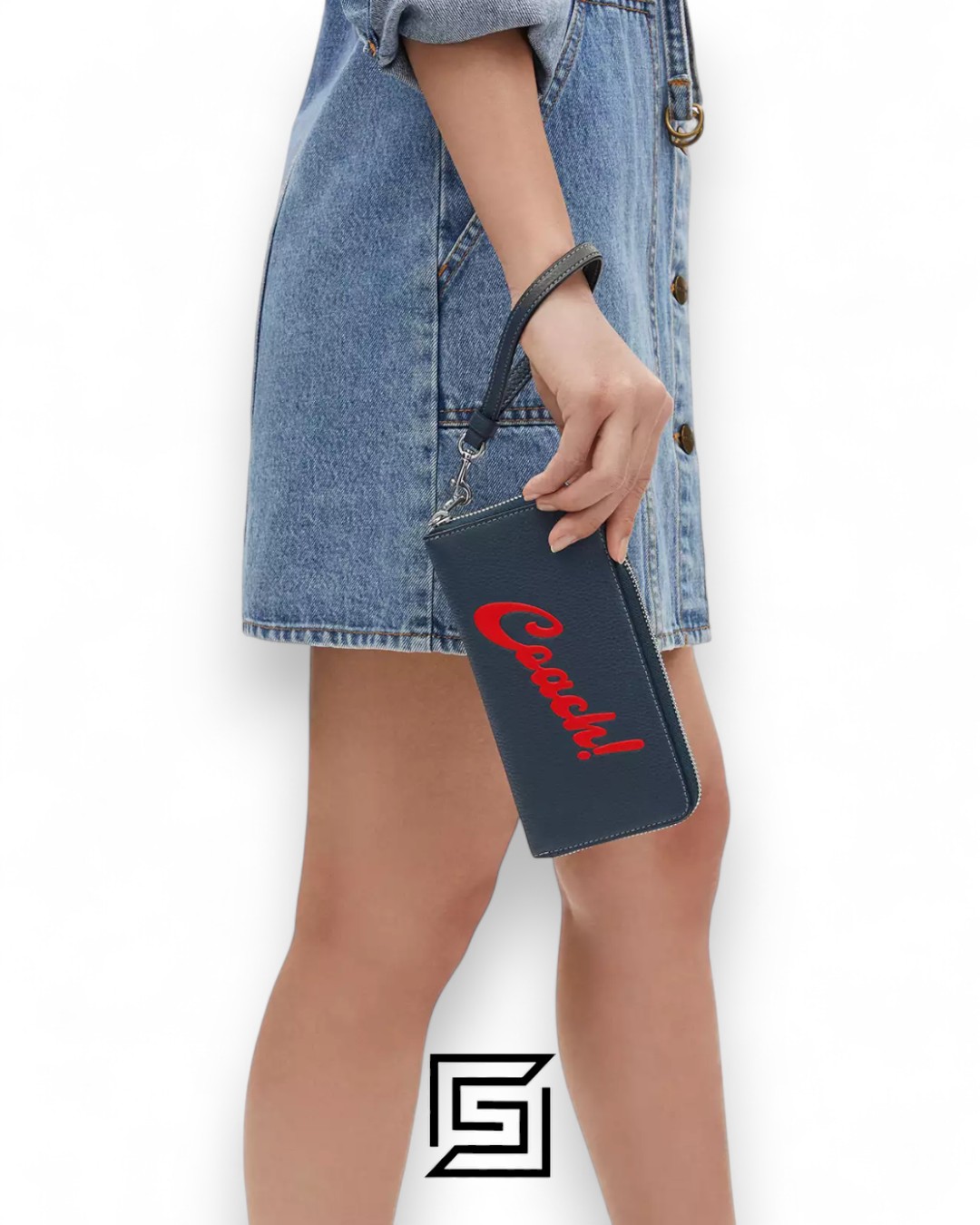⁦Coach Long Zip Around Wallet with Coach Graphic Blue Style No. CU381⁩ - الصورة ⁦4⁩