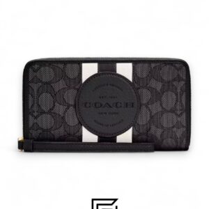 Coach Dempsey Large Phone Wallet In Signature Jacquard With Stripe And Coach Patch Black Style No. C4110 - Image 1