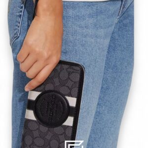 Coach Dempsey Large Phone Wallet In Signature Jacquard With Stripe And Coach Patch Black Style No. C4110 - Image 3
