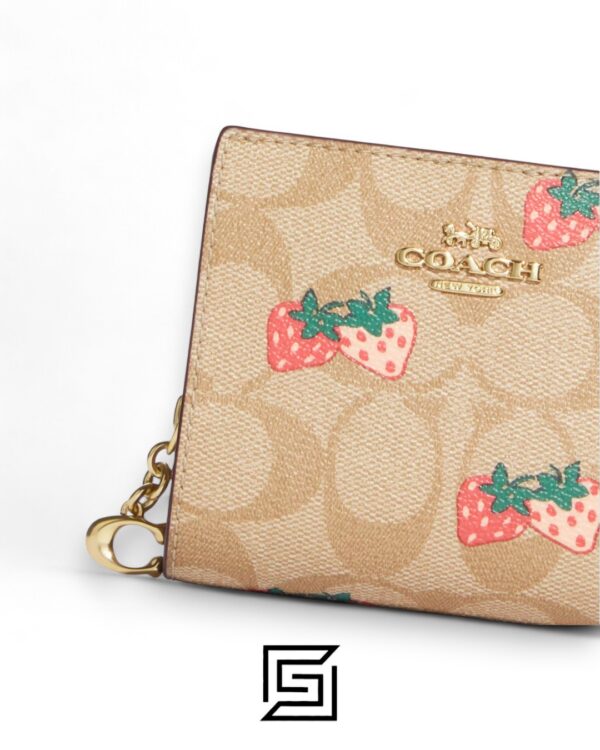 Coach Snap Wallet In Signature Canvas With Strawberry Print Style No. CB605