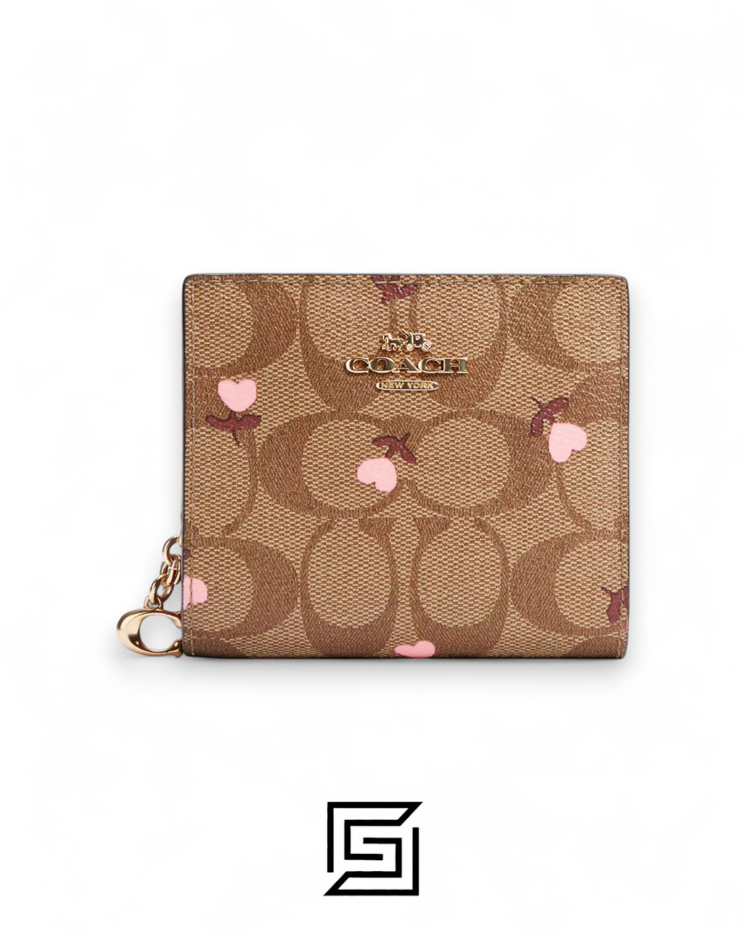 Coach Snap Wallet In Signature Canvas With Heart Floral Print Style No. C2867 - Image 1