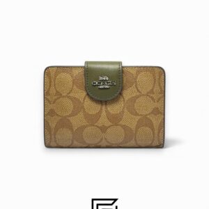 Coach Medium Corner Zip Wallet In Signature Canvas Green Style No. C0082 - Image 1