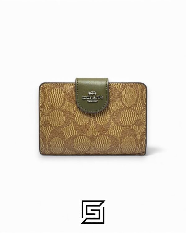 Coach Medium Corner Zip Wallet In Signature Canvas Green Style No. C0082