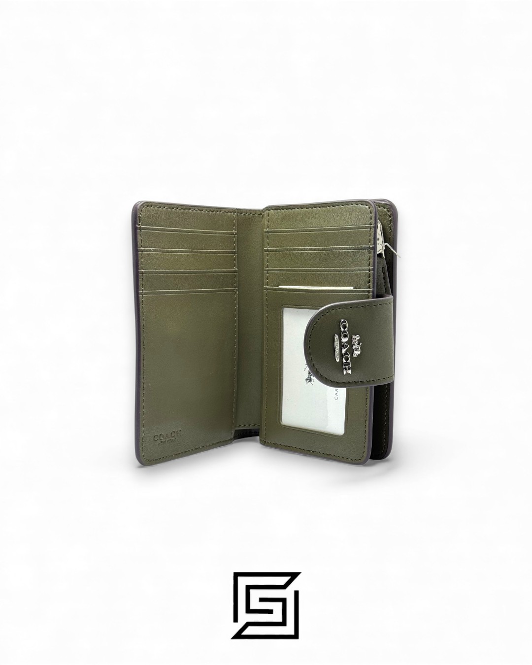 Coach Medium Corner Zip Wallet In Signature Canvas Green Style No. C0082 - Image 3