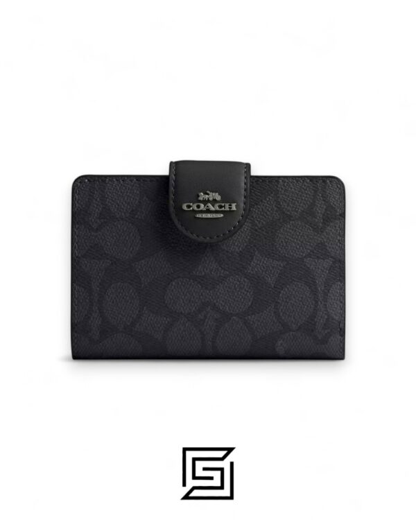 Coach Medium Corner Zip Wallet In Signature Canvas Grey Style No. C0082