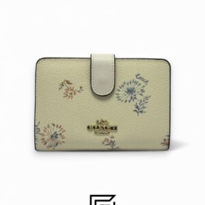 Coach Medium Corner Zip Wallet With Dandelion Floral Print White Style No. 2885 - Image 1
