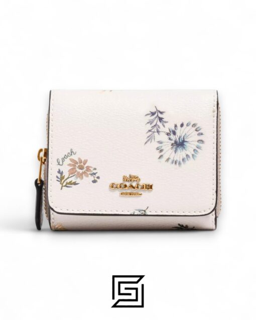 Coach Small Trifold Wallet With Dandelion Floral Print Style No. C2924