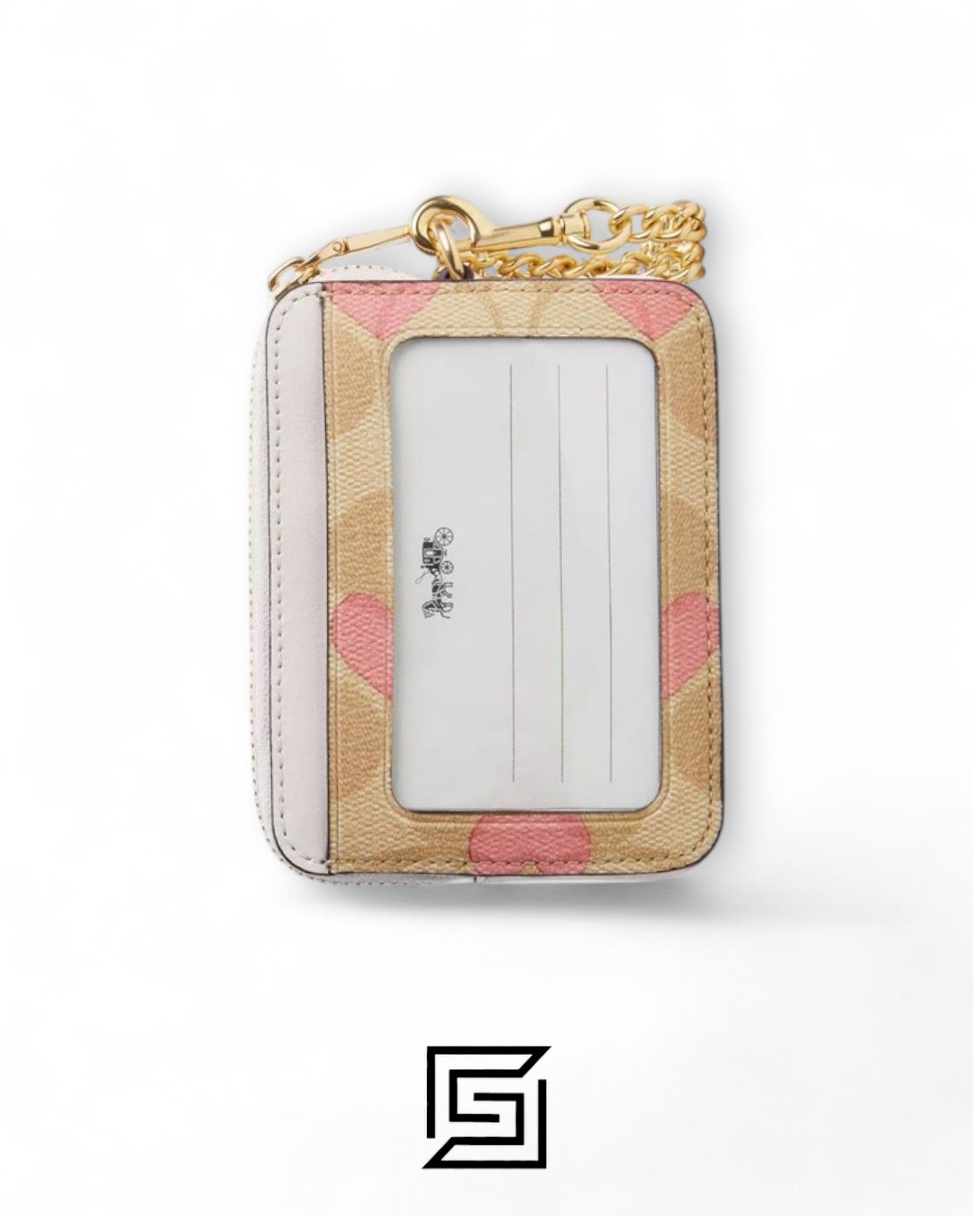 ⁦Coach Zip Card Case In Signature Canvas With Heart Print Style No. CW883⁩ - الصورة ⁦2⁩