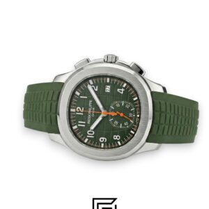 Patek Philippe Aquanaut Chronograph – Green Dial × Green Rubber Strap – Japanese Automatic Orange Second Hand - Image 3