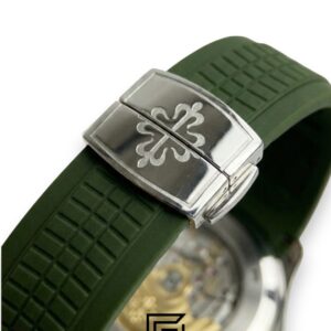 Patek Philippe Aquanaut Chronograph – Green Dial × Green Rubber Strap – Japanese Automatic Orange Second Hand - Image 4