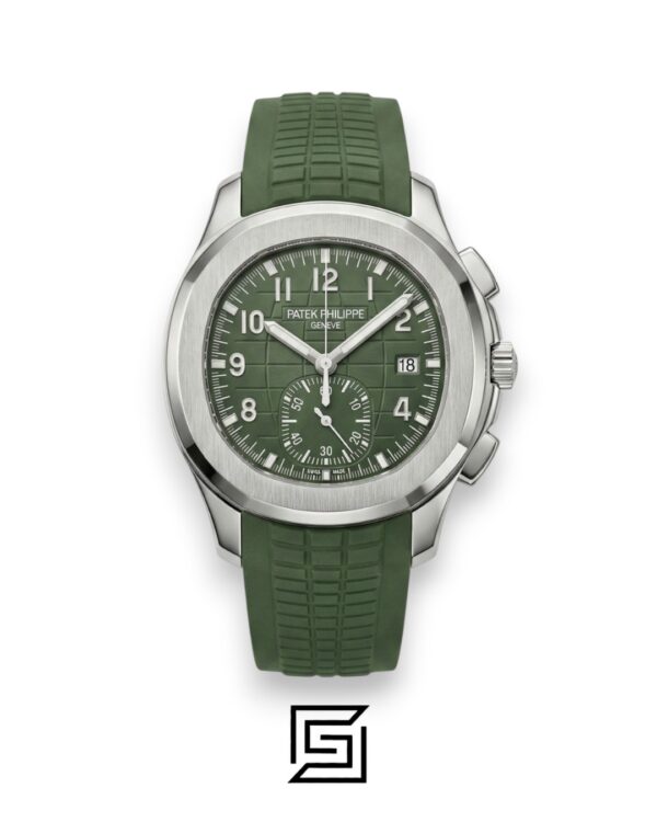 Patek Philippe Aquanaut Chronograph – Green Dial × Green Rubber Strap – Japanese Automatic White Second Hand