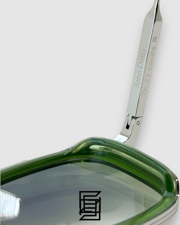 John Dalia BARD C107 Green Lenses and Green Frame Silver Metal Sunglasses