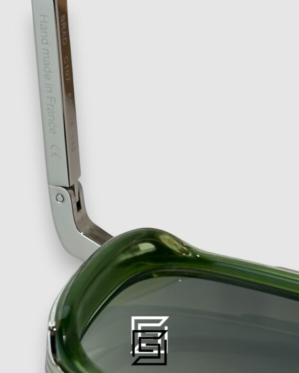 John Dalia BARD C107 Green Lenses and Green Frame Silver Metal Sunglasses