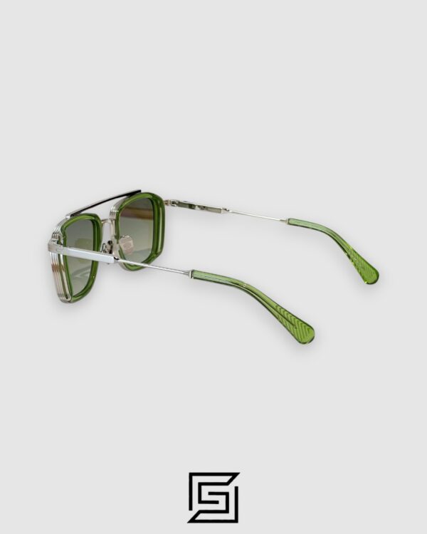 John Dalia BARD C107 Green Lenses and Green Frame Silver Metal Sunglasses