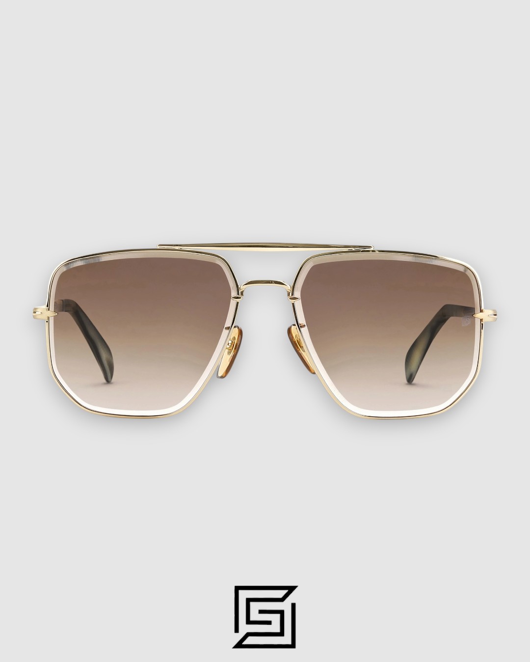 ⁦David Beckham DB7001 Gold Frame With Honey Lenses⁩ - الصورة ⁦2⁩