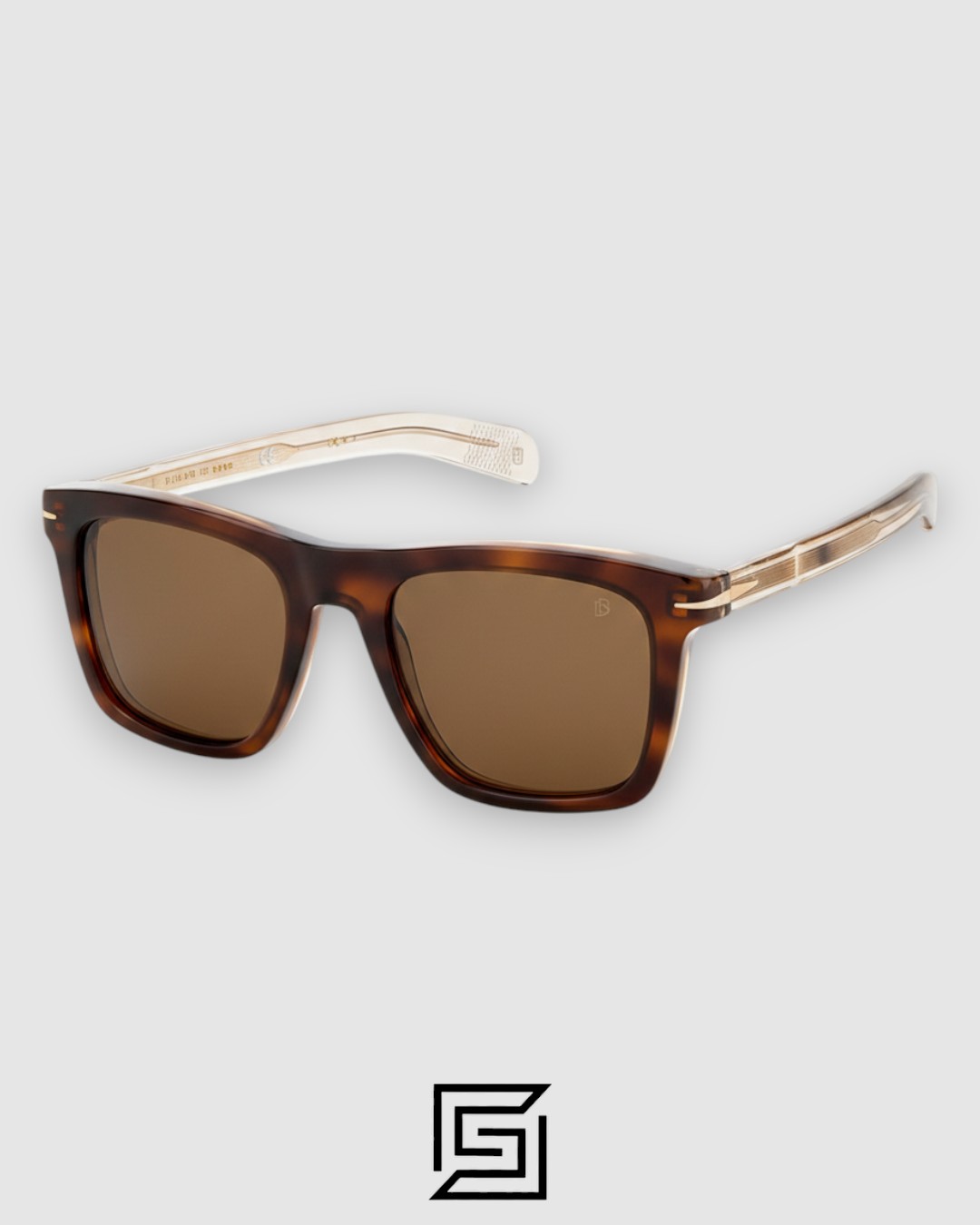 DB7000 Tiger Brown Frame With Brown Lenses and Metal Gold Arm