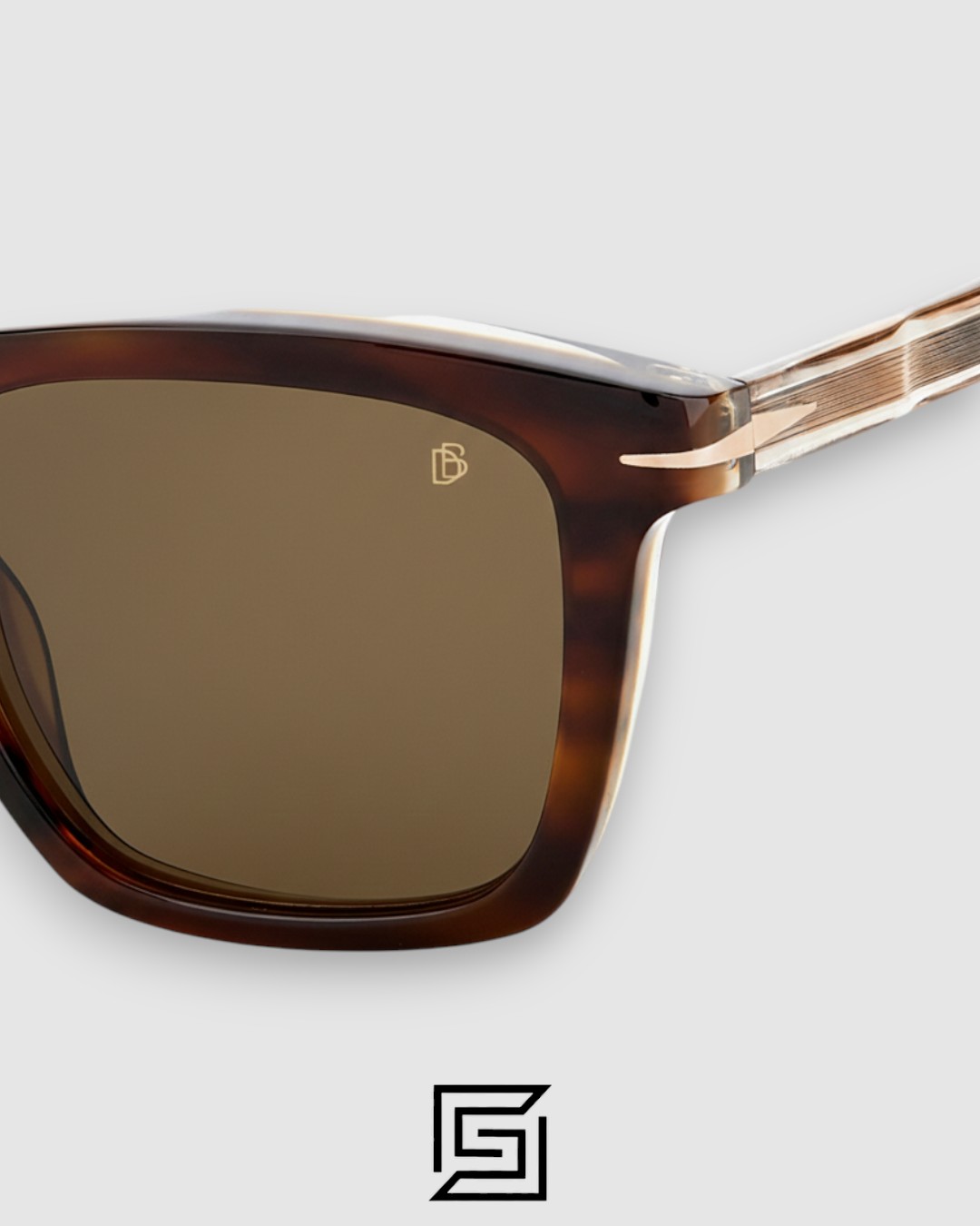 David Beckham DB7000 Tiger Brown Frame With Brown Lenses and Metal Gold Arm - Image 3