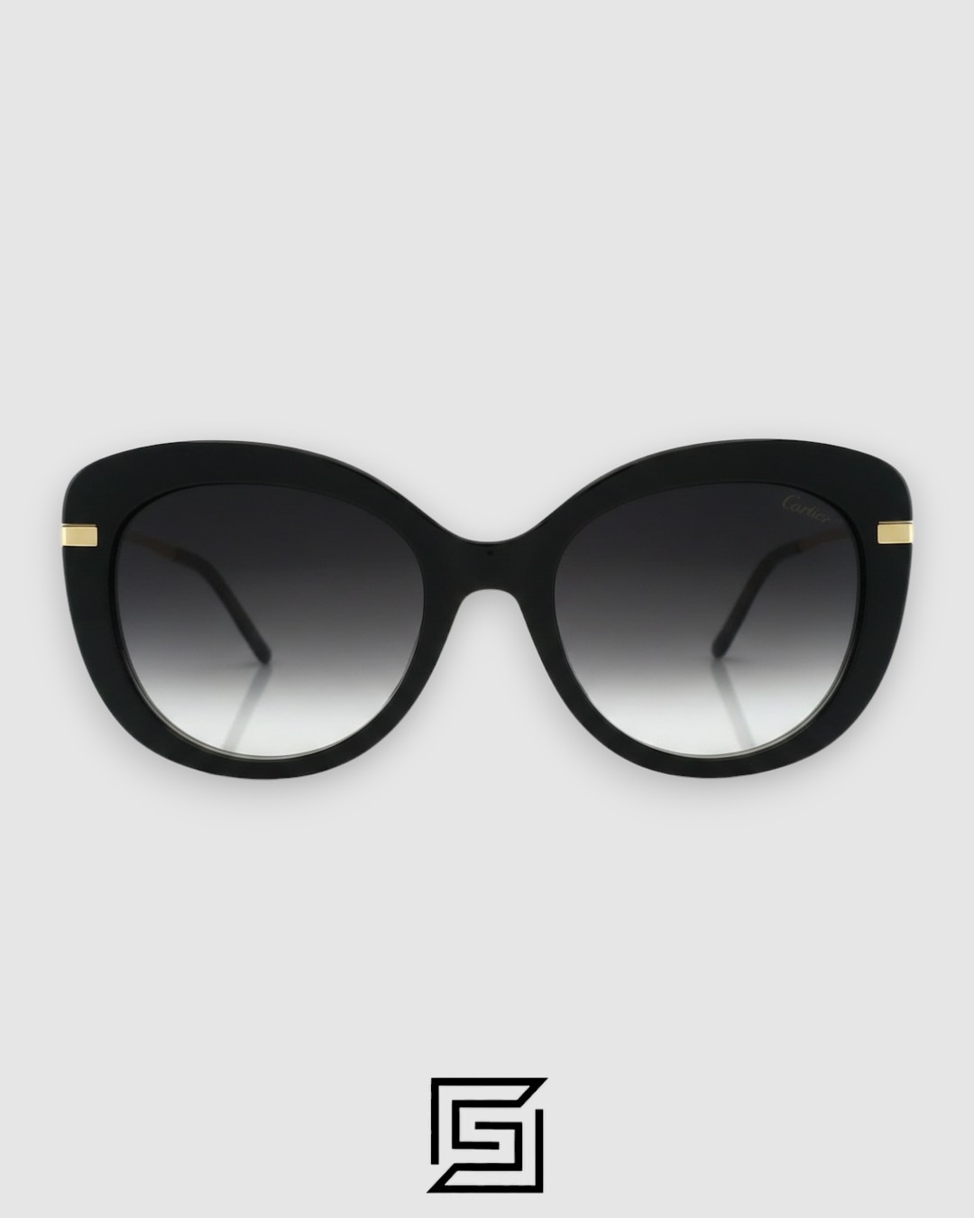 ⁦Cartier CT0312 Black Frame Grey Lenses Gold Arm⁩ - الصورة ⁦2⁩