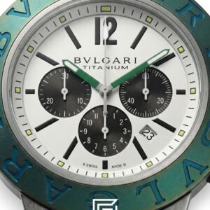 Bvlgari Aluminium Chronograph White Dial Green Band Men’s Watch - Image 3