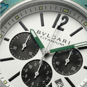 Bvlgari Aluminium Chronograph White Dial Green Band Men’s Watch - Image 2