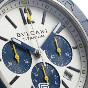 Bvlgari Aluminium Chronograph White Dial Blue Band Men’s Watch - Image 2