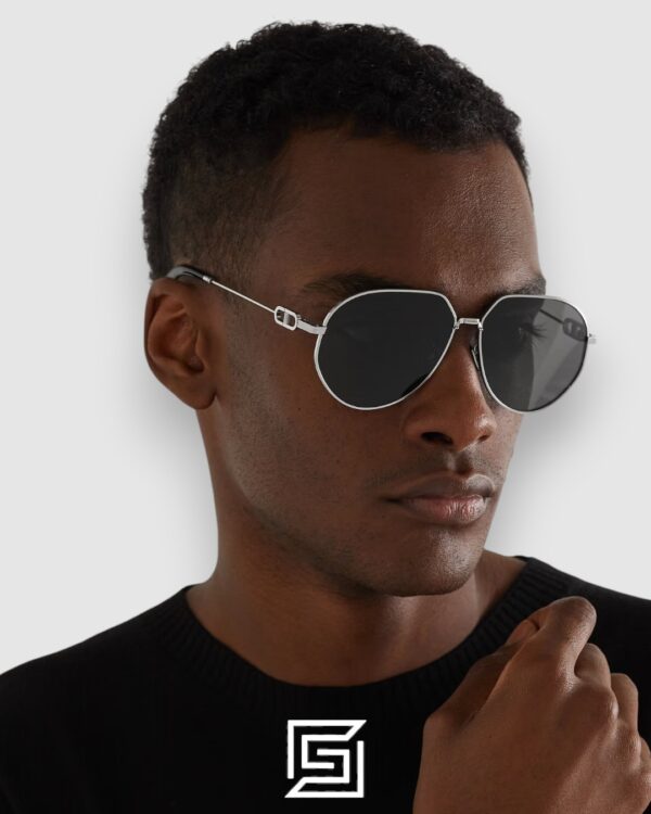 Dior CD LINK A1U Silver Frame Black Lenses