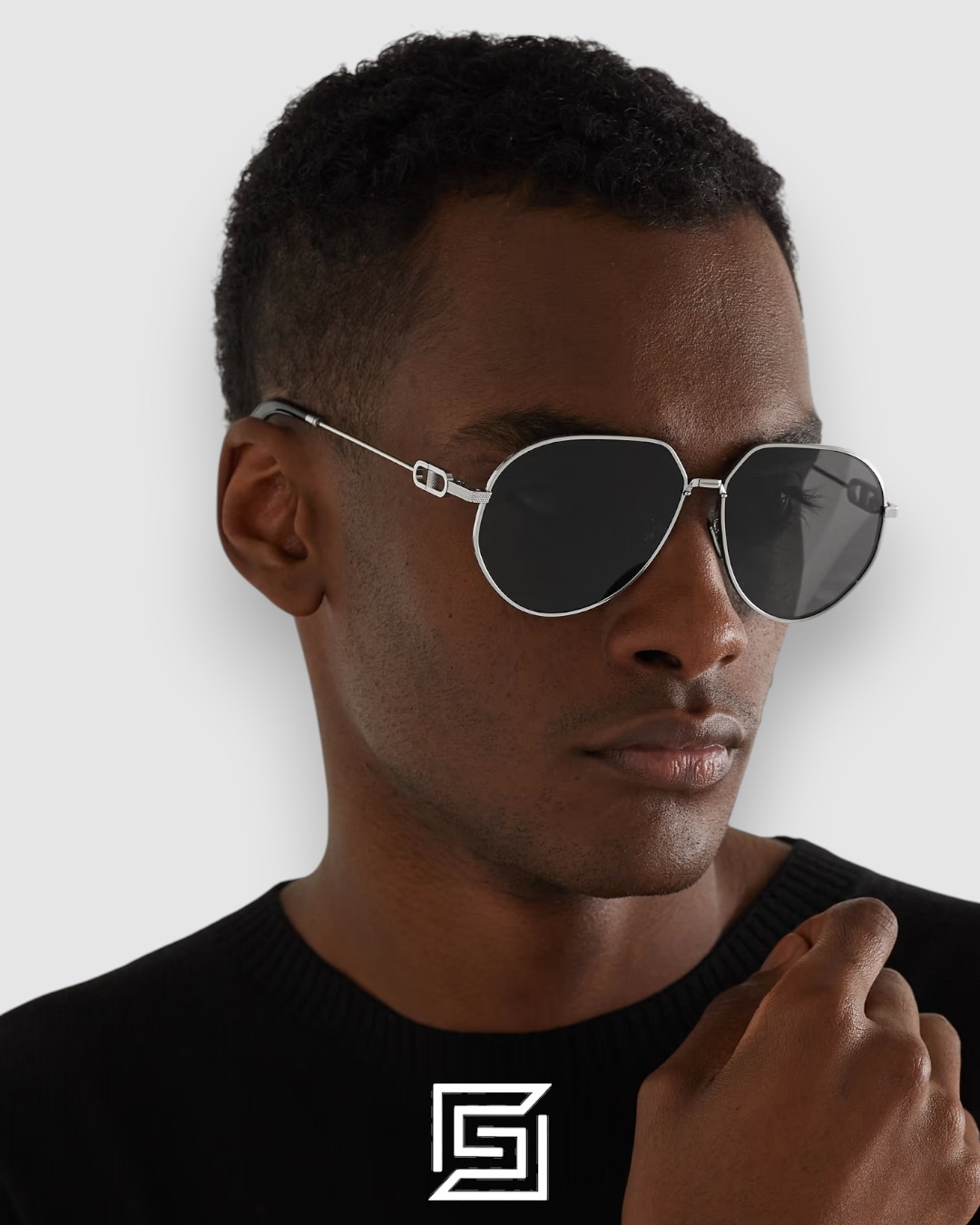 Dior CD LINK A1U Silver Frame Black Lenses - Image 4
