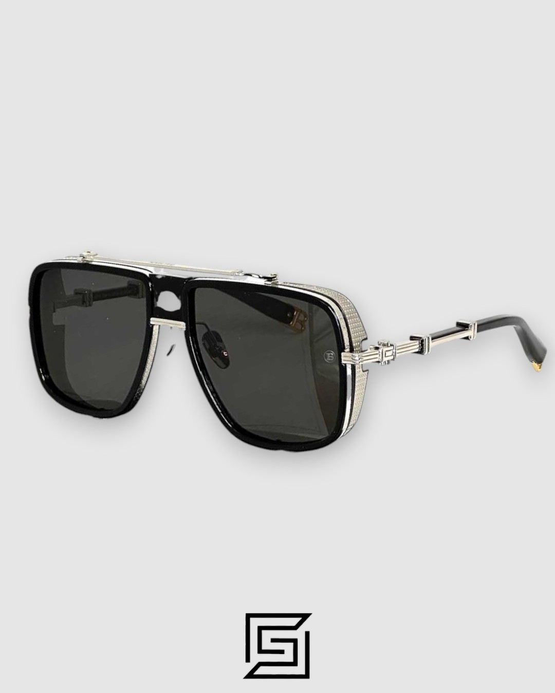 BPS-104-52 Black Silver Frame With Black Lenses And Movable Windshield - Image 1