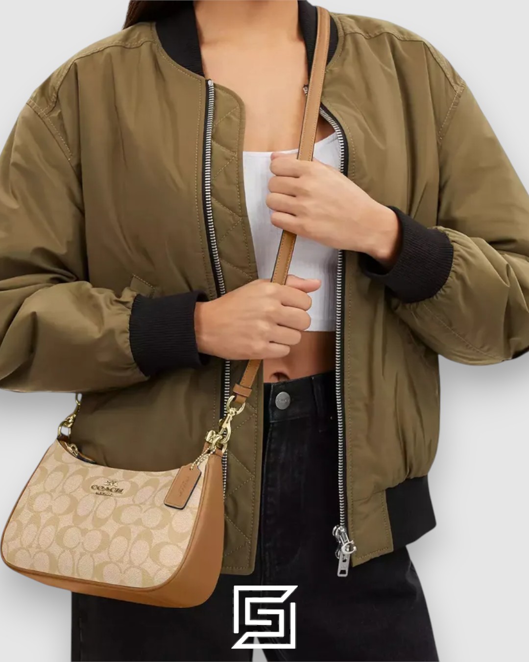Coach Teri Shoulder Bag In Signature Canvas Khaki Style Number CA548 - Image 3