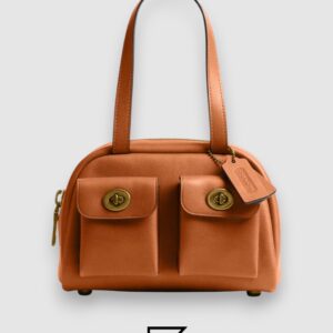 ⁦Coach Twin Turnlock Bag 20 Light Brown Style Number CCC55⁩ - الصورة ⁦1⁩
