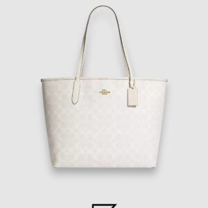 Coach City Tote Bag In Signature Canvas White Style Number 5696 - Image 1
