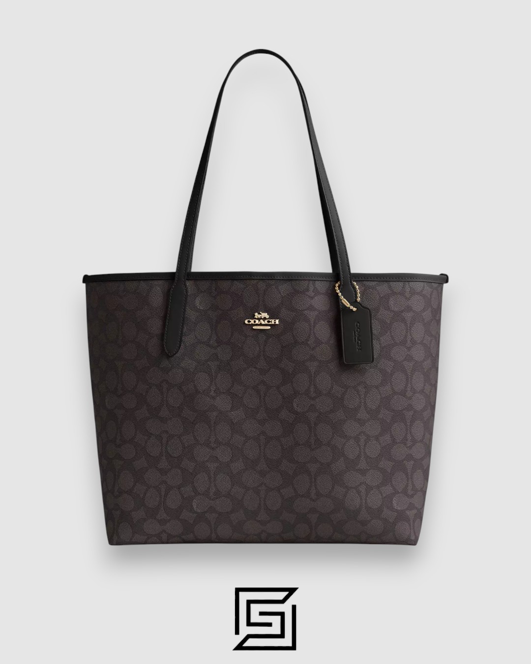 Coach City Tote Bag In Signature Canvas Dark Brown Style Number 5696 - Image 1