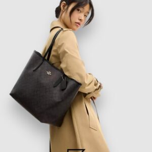 Coach City Tote Bag In Signature Canvas Dark Brown Style Number 5696 - Image 3