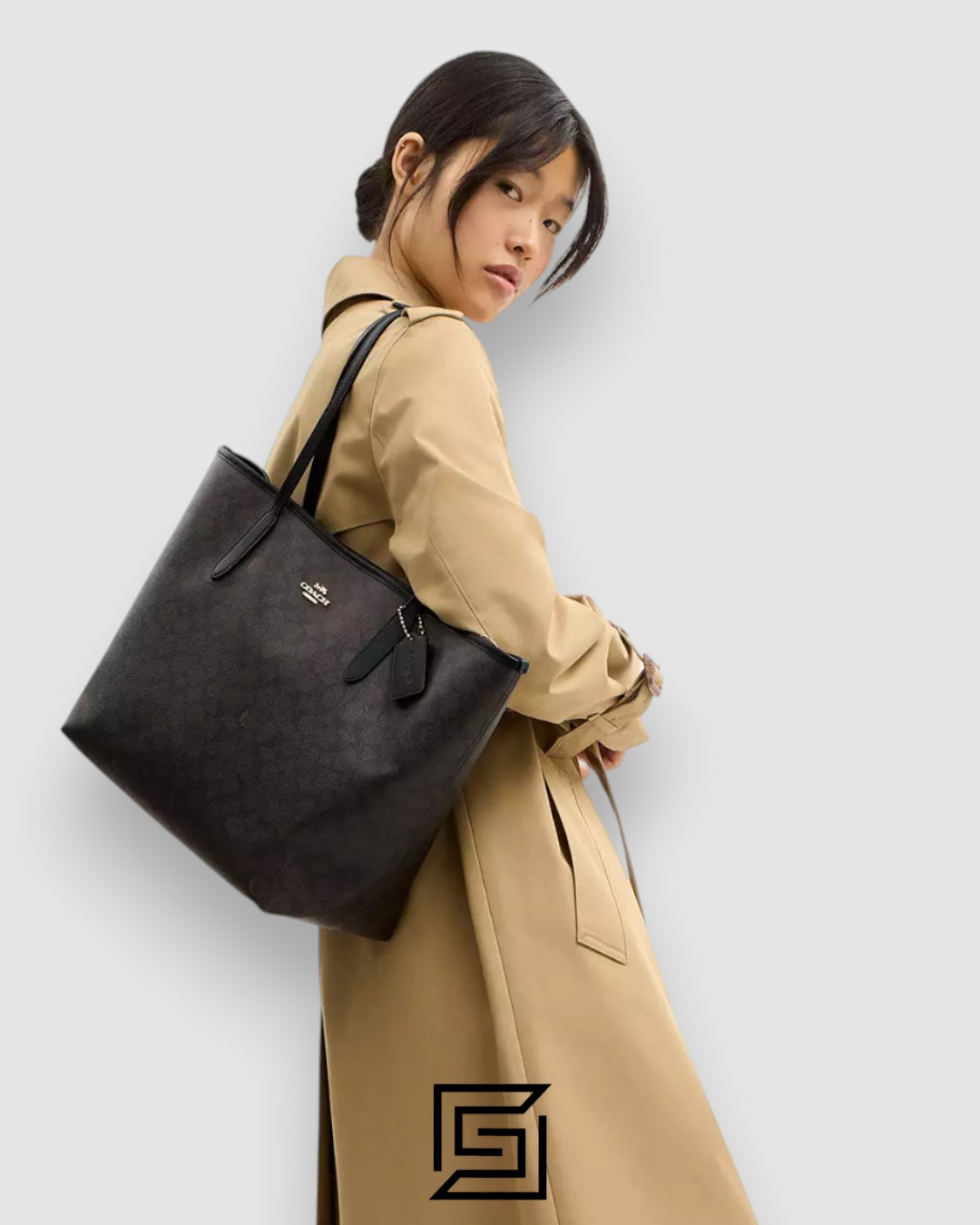 Coach City Tote Bag In Signature Canvas Dark Brown Style Number 5696 - Image 3