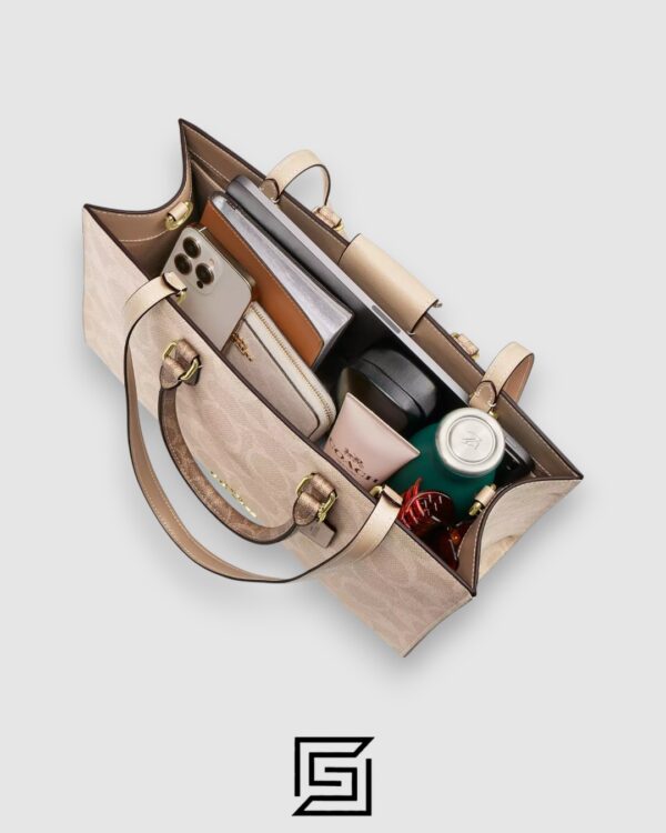 Coach Maggie Tote Bag In Blocked Signature Canvas Style Number CY677