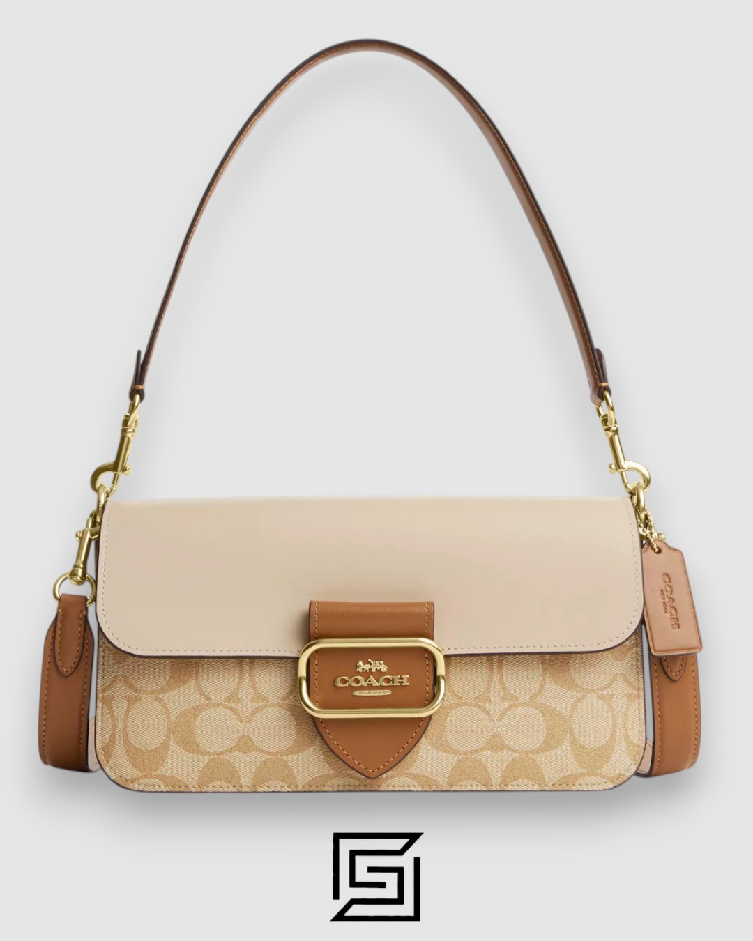 Coach Morgan Shoulder Bag in Blocked Signature Canvas and Refined Calf Leather – CR332-1 - Image 1
