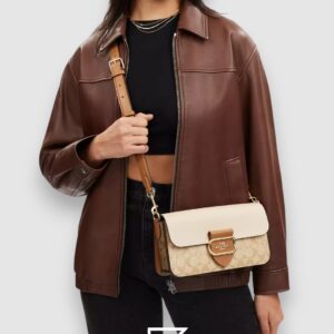 Coach Morgan Shoulder Bag in Blocked Signature Canvas and Refined Calf Leather – CR332-1 - Image 4