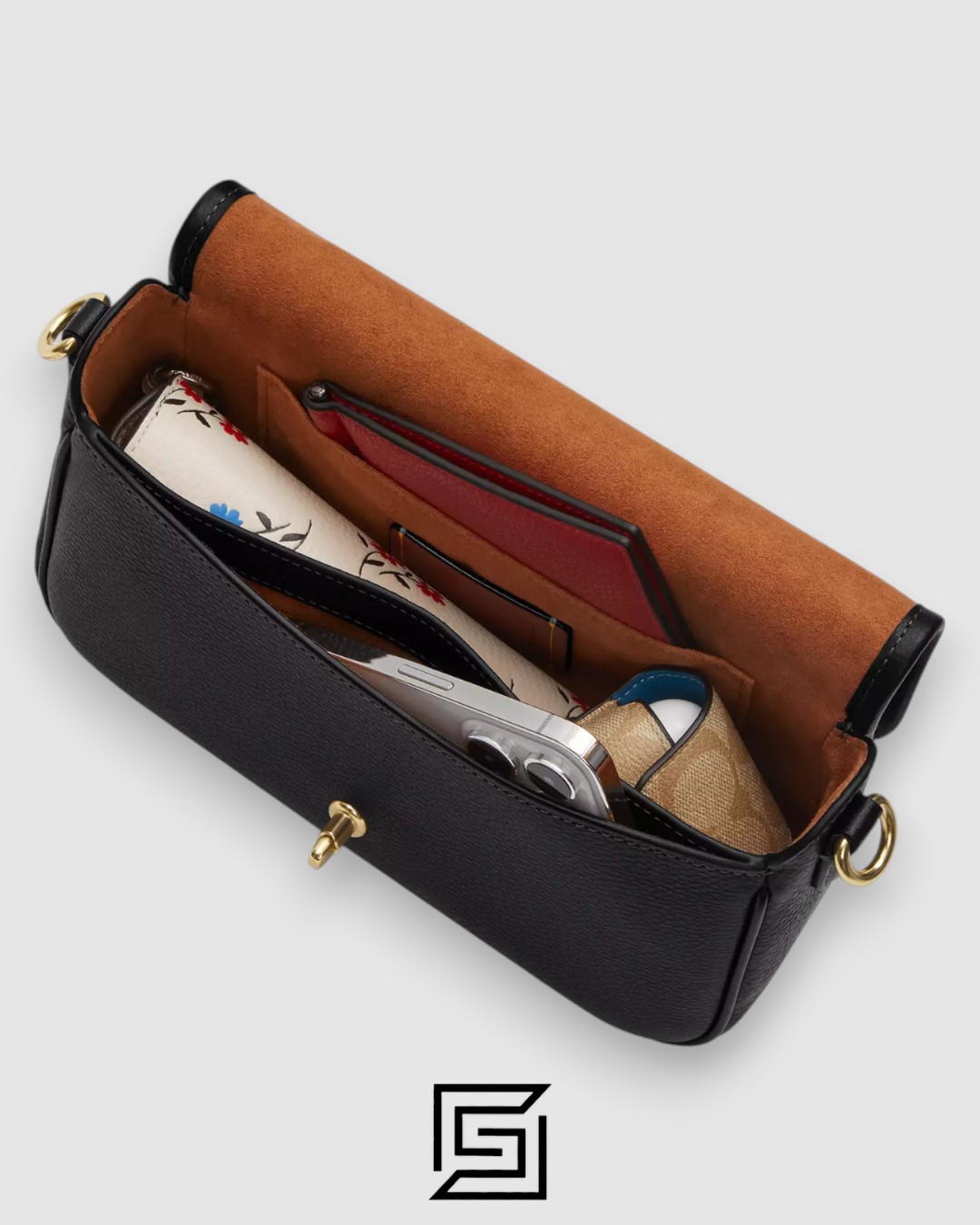 ⁦Coach Hadley Shoulder Bag in Refined Pebble Leather Black – CY683⁩ - الصورة ⁦3⁩