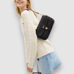 ⁦Coach Hadley Shoulder Bag in Refined Pebble Leather Black – CY683⁩ - الصورة ⁦5⁩