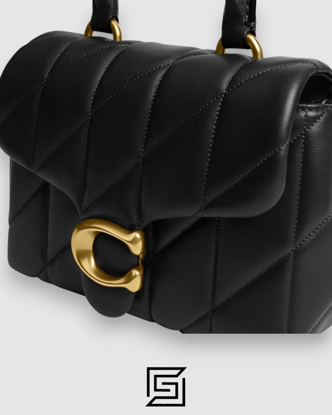 ⁦Tabby Top Handle Bag With Quilting Black CCC12⁩ - الصورة ⁦6⁩