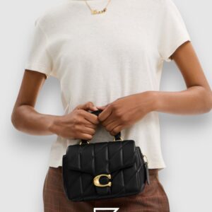 ⁦Tabby Top Handle Bag With Quilting Black CCC12⁩ - الصورة ⁦7⁩