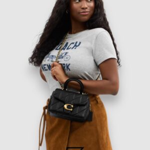 ⁦Tabby Top Handle Bag With Quilting Black CCC12⁩ - الصورة ⁦8⁩