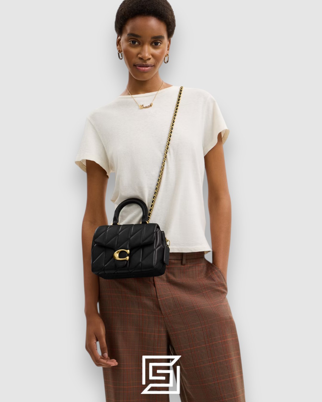 ⁦Tabby Top Handle Bag With Quilting Black CCC12⁩ - الصورة ⁦9⁩