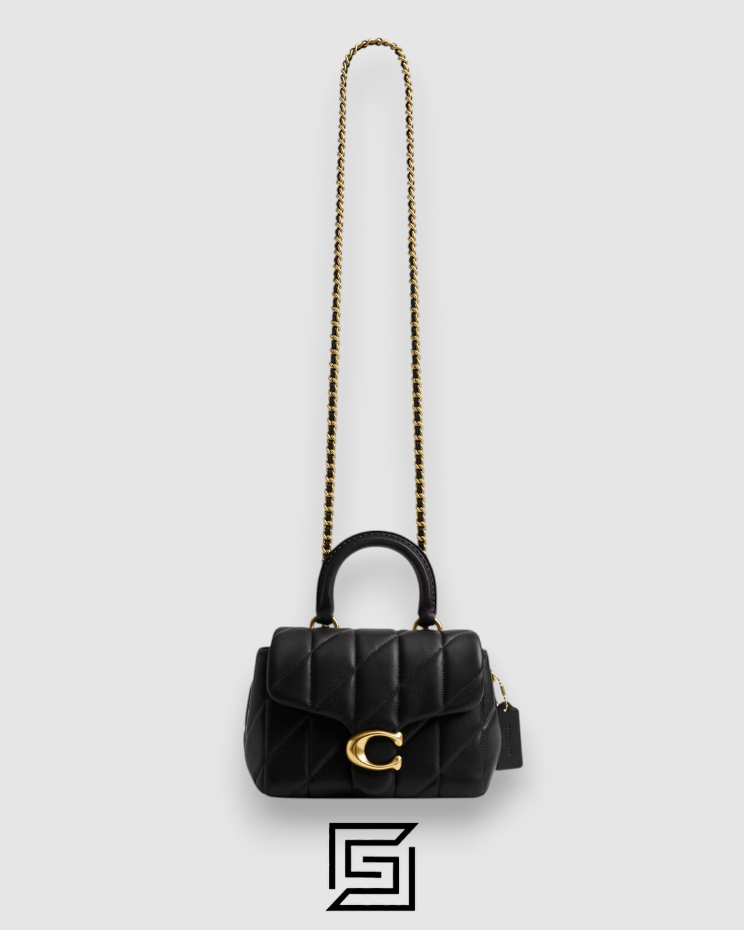⁦Tabby Top Handle Bag With Quilting Black CCC12⁩ - الصورة ⁦5⁩