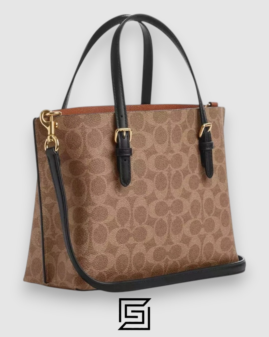 Mollie Tote Bag In Signature Canvas Brown Black Hand 1665 - Image 2